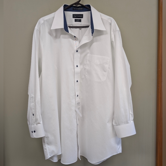 NWT Paul Frederick Mens Non-iron 2 Ply Cotton Classic Fit Button Up Shirt  18x33 - Picture 2 of 9